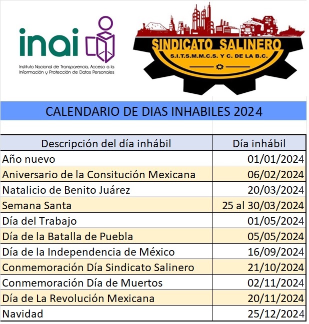 dias inhablies 2024